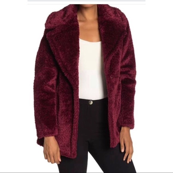 French Connection Jackets & Blazers - French Connection Faux Fur Notch Collar Coat